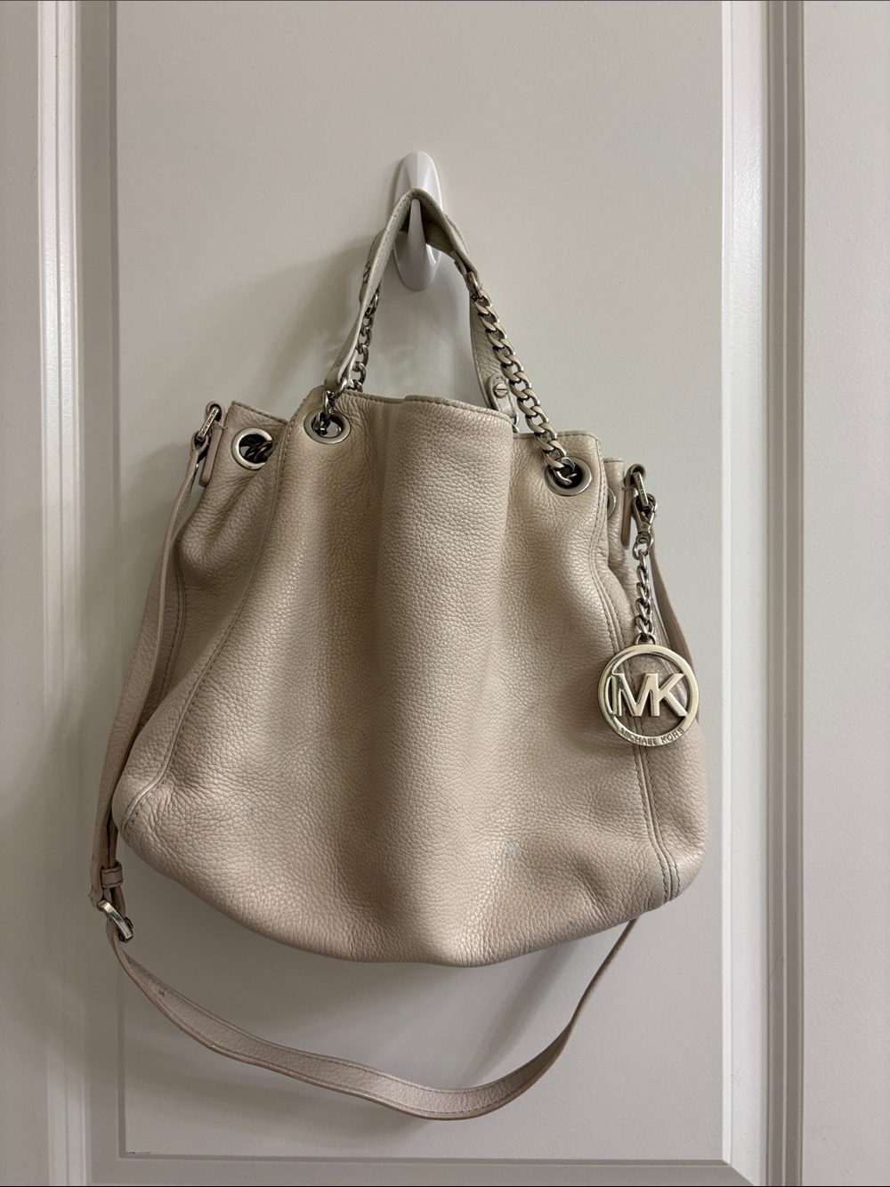 Michael Kors Cream Pebbled Leather Chain-Handle Shoulder Bag